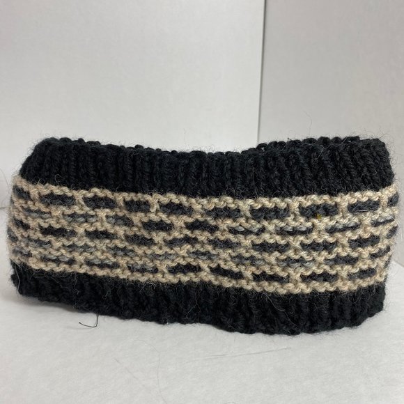 Hand knit wool ear wrap fleece lined OS - Picture 1 of 2